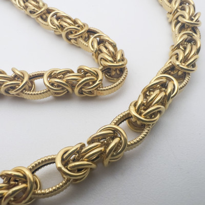 Italian Byzantine Chain Gold Necklace and Bracelet