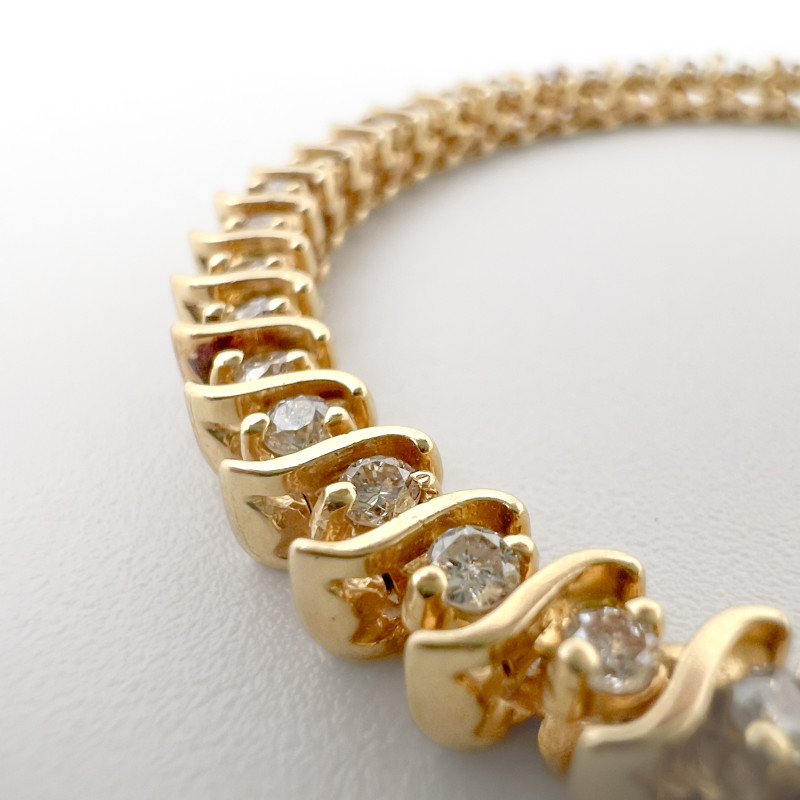Yellow Gold and Diamond S Link Tennis Bracelet