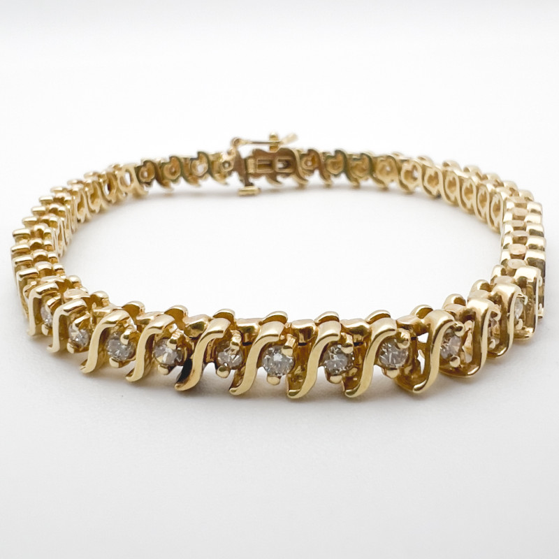 Yellow Gold and Diamond S Link Tennis Bracelet