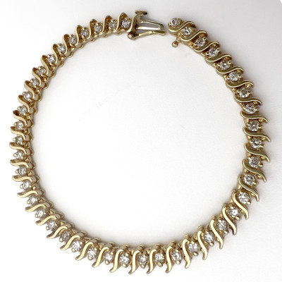 Yellow Gold and Diamond S Link Tennis Bracelet