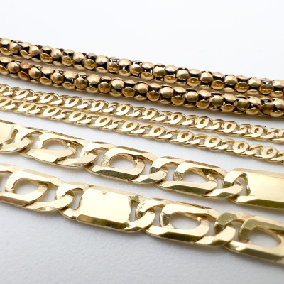 Two Italian Yellow Gold Necklaces and a Gold Bracelet