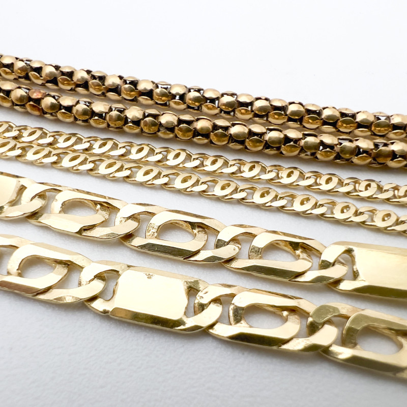 Two Italian Yellow Gold Necklaces and a Gold Bracelet