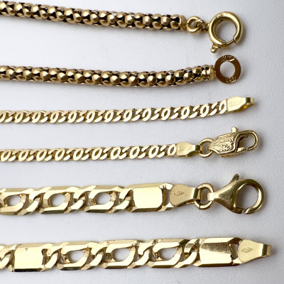 Two Italian Yellow Gold Necklaces and a Gold Bracelet