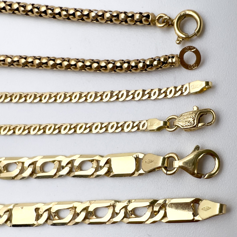 Two Italian Yellow Gold Necklaces and a Gold Bracelet