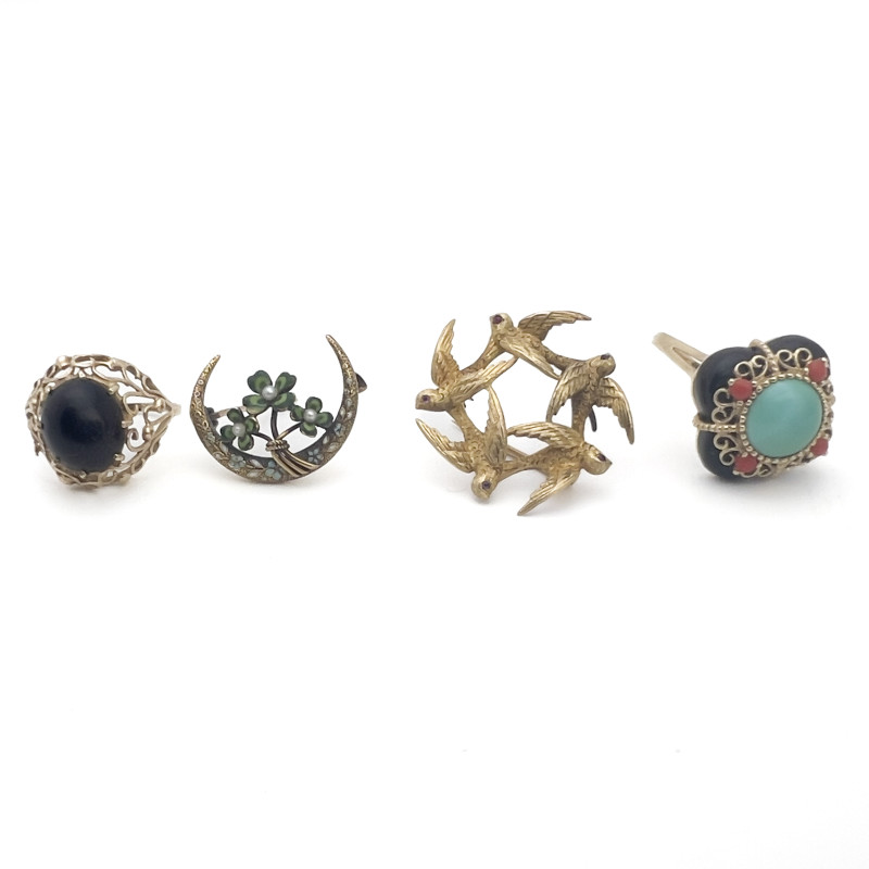 Two Gold Rings and Two Gold Pins