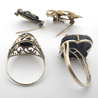 Two Gold Rings and Two Gold Pins