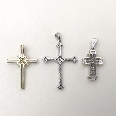 Three Gold Crosses Diamonds, Sapphires