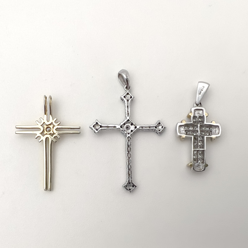 Three Gold Crosses Diamonds, Sapphires