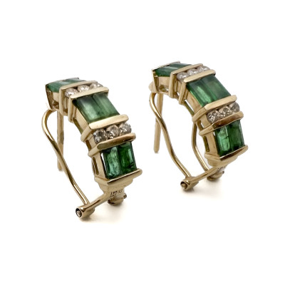 Image for Lot Gold Earrings with Emerald and Diamond