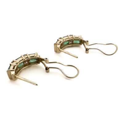 Gold Earrings with Emerald and Diamond