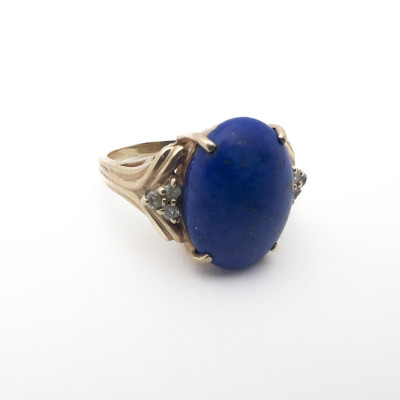 Lapis and Diamond Gold Ring