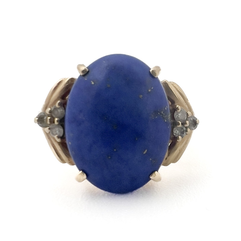 Lapis and Diamond Gold Ring
