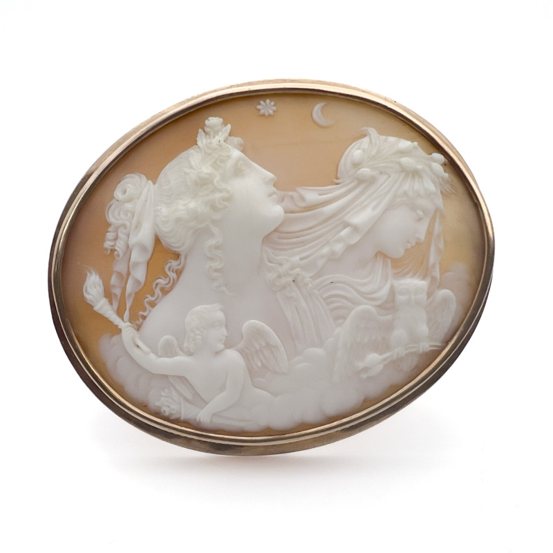 Gold Cameo Brooch "Day and Night"