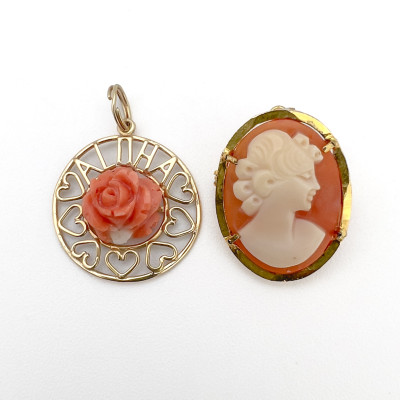 Image for Lot Gold Pendant and Silver Cameo