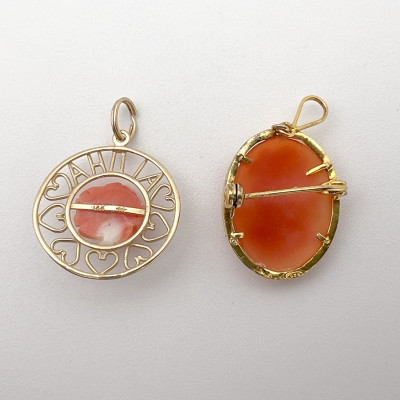 Gold Pendant and Silver Cameo
