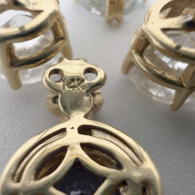 Gold Earring and Pendant Group, Diamond, Tanzanite and More