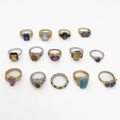 Image for Lot Fancy Silver Ring Group