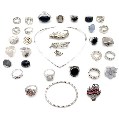 Image for Lot Silver Jewelry Group, Mostly Rings