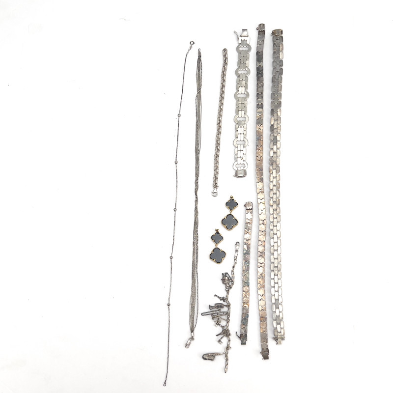 Silver Necklaces and Bracelets, Group of 9