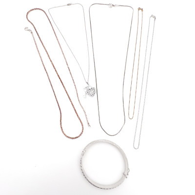 Image for Lot Silver Chains and Bracelet Group