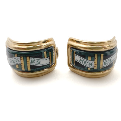 Image for Lot Hermès - Gold-tone émail Clip on Earrings