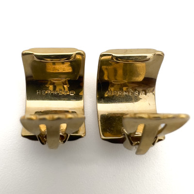 Hermès - Gold-tone émail Clip on Earrings