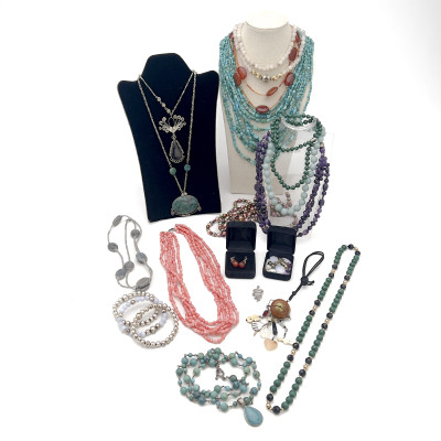Image for Lot Semi Precious Stone Necklaces & Other Costume Jewelry