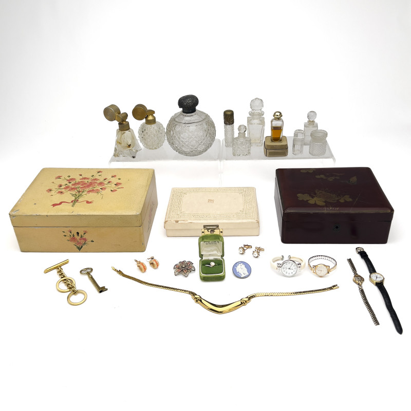 Costume Jewelry and Crystal Perfume Bottle Klondike