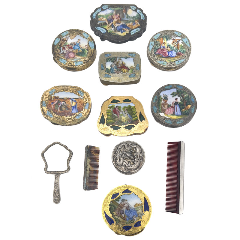 Enamel Silver Compacts and Other Vanity Objects