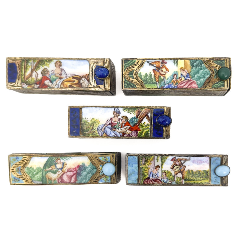 Enamel Silver Lipstick Cases