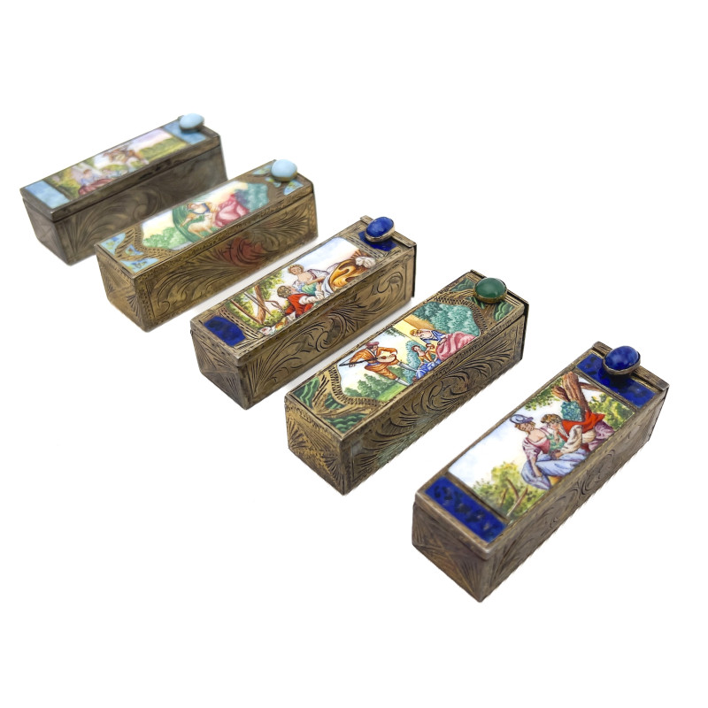 Enamel Silver Lipstick Cases