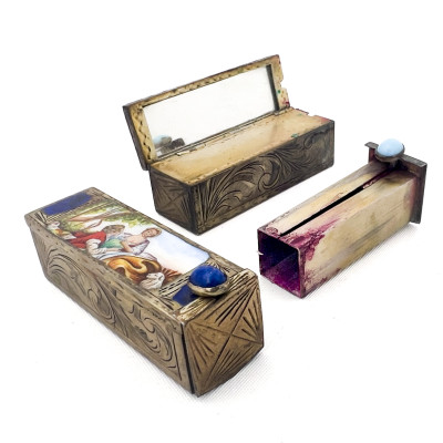 Enamel Silver Lipstick Cases