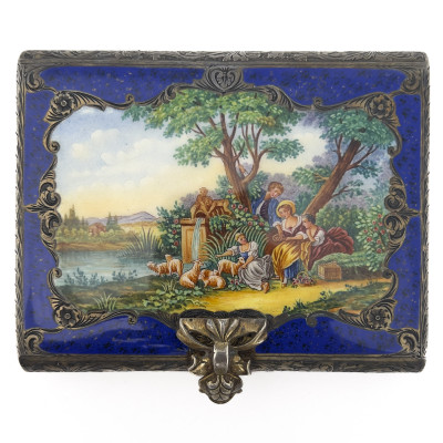Image for Lot Italian Enamel Silver Compact and Cigarette Case
