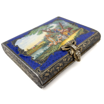 Italian Enamel Silver Compact and Cigarette Case