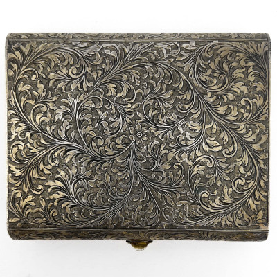 Italian Enamel Silver Compact and Cigarette Case