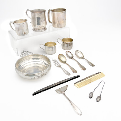 Image for Lot Silver Baby Items