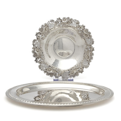 Image for Lot Silver Tray and Silver Bowl