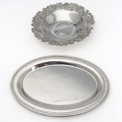Silver Tray and Silver Bowl