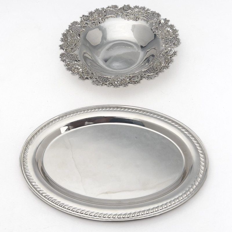 Silver Tray and Silver Bowl