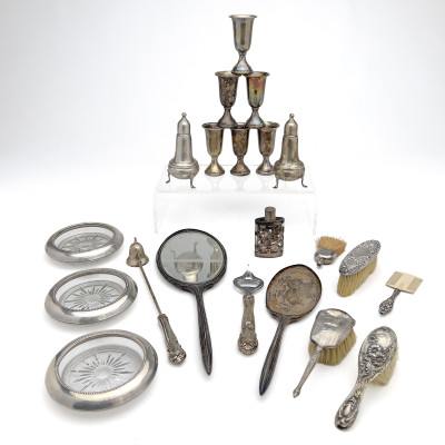 Image for Lot Silver Table Vanity and Household Items Group