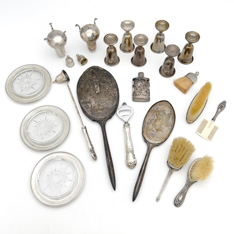 Silver Table Vanity and Household Items Group