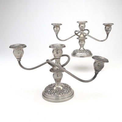Image for Lot S. Kirk & Son - Pair of Three Light Silver Candelabras