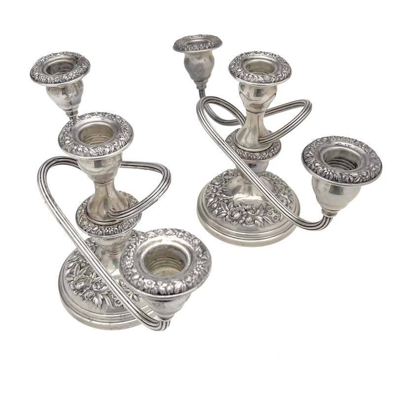 S. Kirk &amp; Son - Pair of Three Light Silver Candelabras
