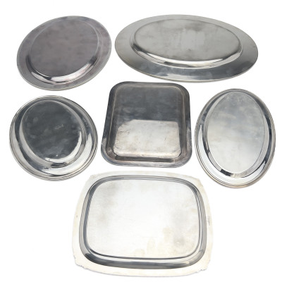 Silverplate Tray Group - Including Asprey Cake Stand and Cristofle Tray