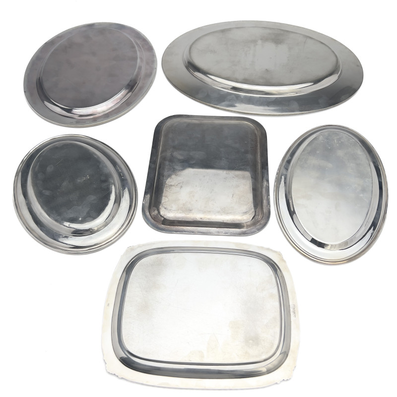 Silverplate Tray Group - Including Asprey Cake Stand and Cristofle Tray