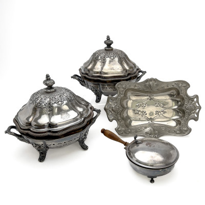 Image for Lot Silverplate Tureens and Other Serving Pieces