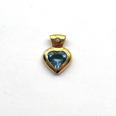 Movado - Gold Pendant with Blue Topaz with Diamond