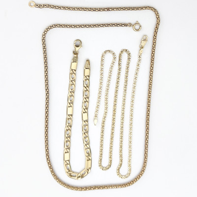 Image for Lot Two Italian Yellow Gold Necklaces and a Gold Bracelet