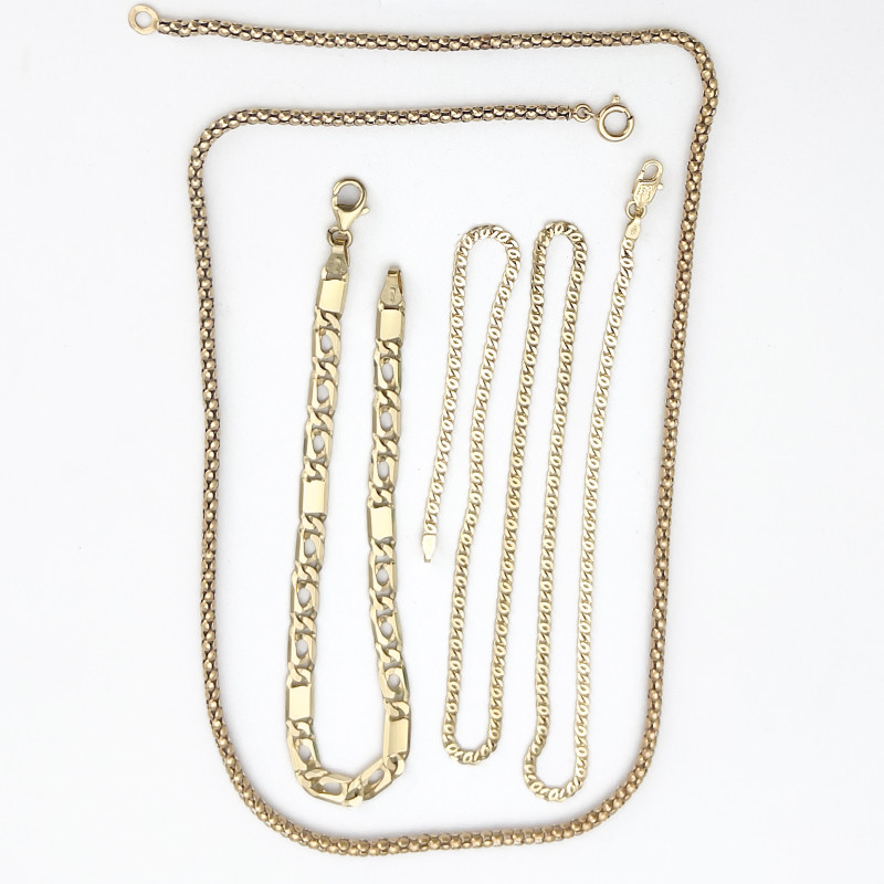Two Italian Yellow Gold Necklaces and a Gold Bracelet