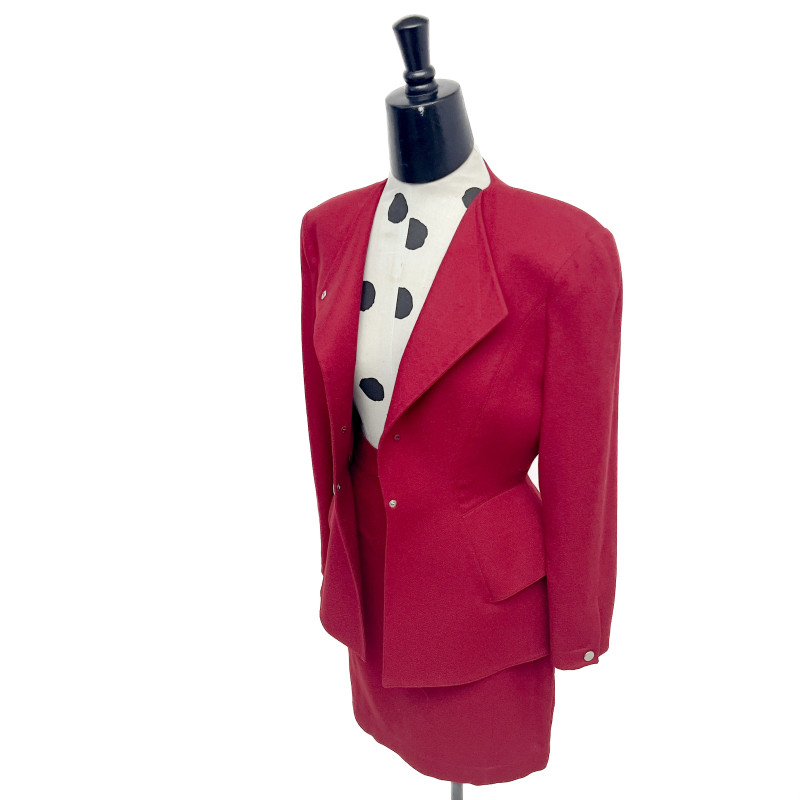 Thierry Mugler - Red Wool Skirt Suit